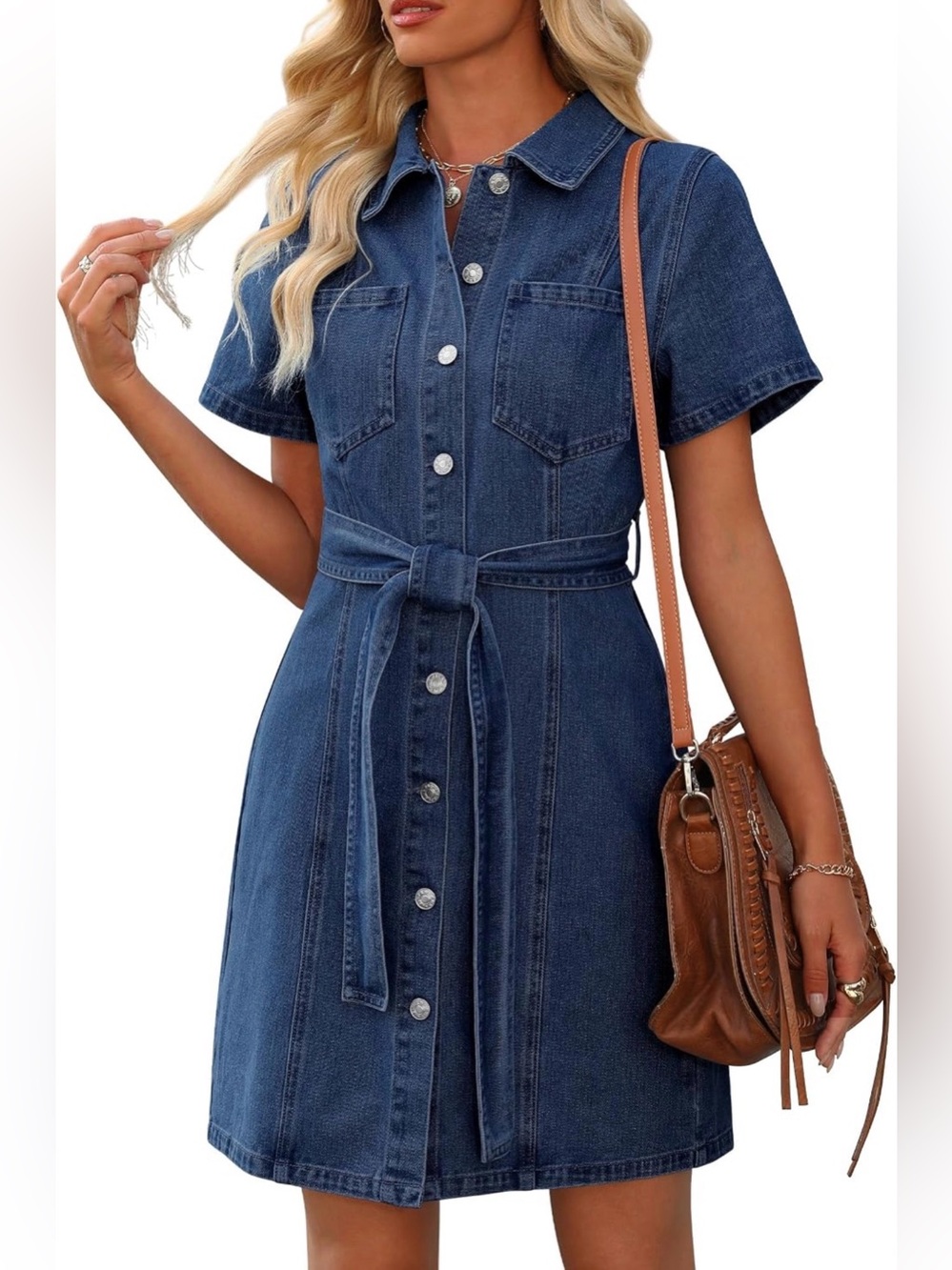 NWT Womens Denim Dress Jean Dress Western Country Outfits with Pocket
